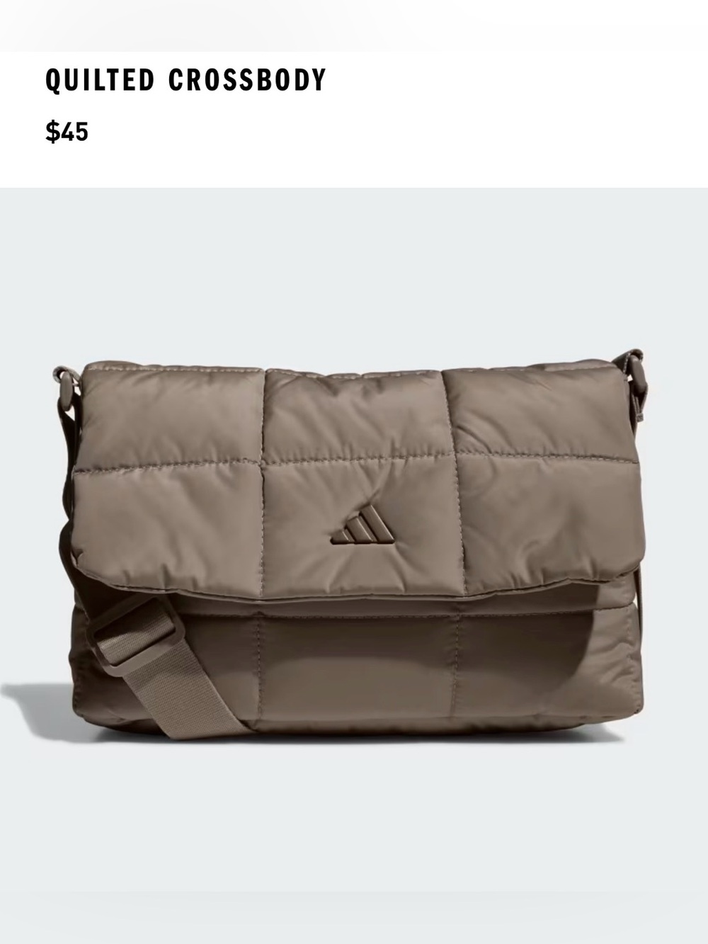Adidas quilted crossbody bag zippered soft bag ๐ผ